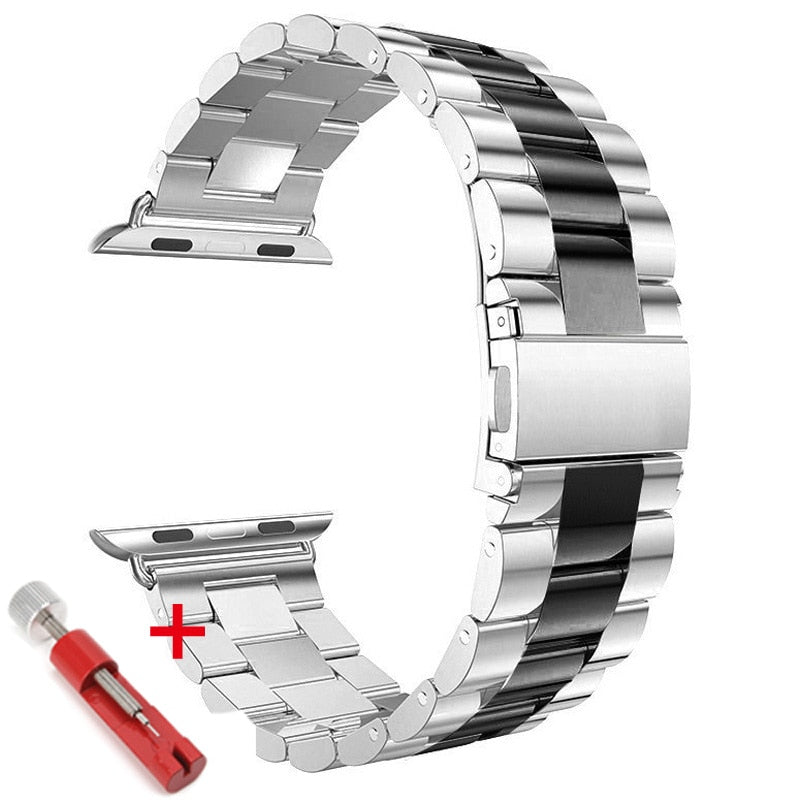 Stainless Steel Metal Bands with Folding Clasp and link tool for Apple Watch - Wristwatchstraps.co