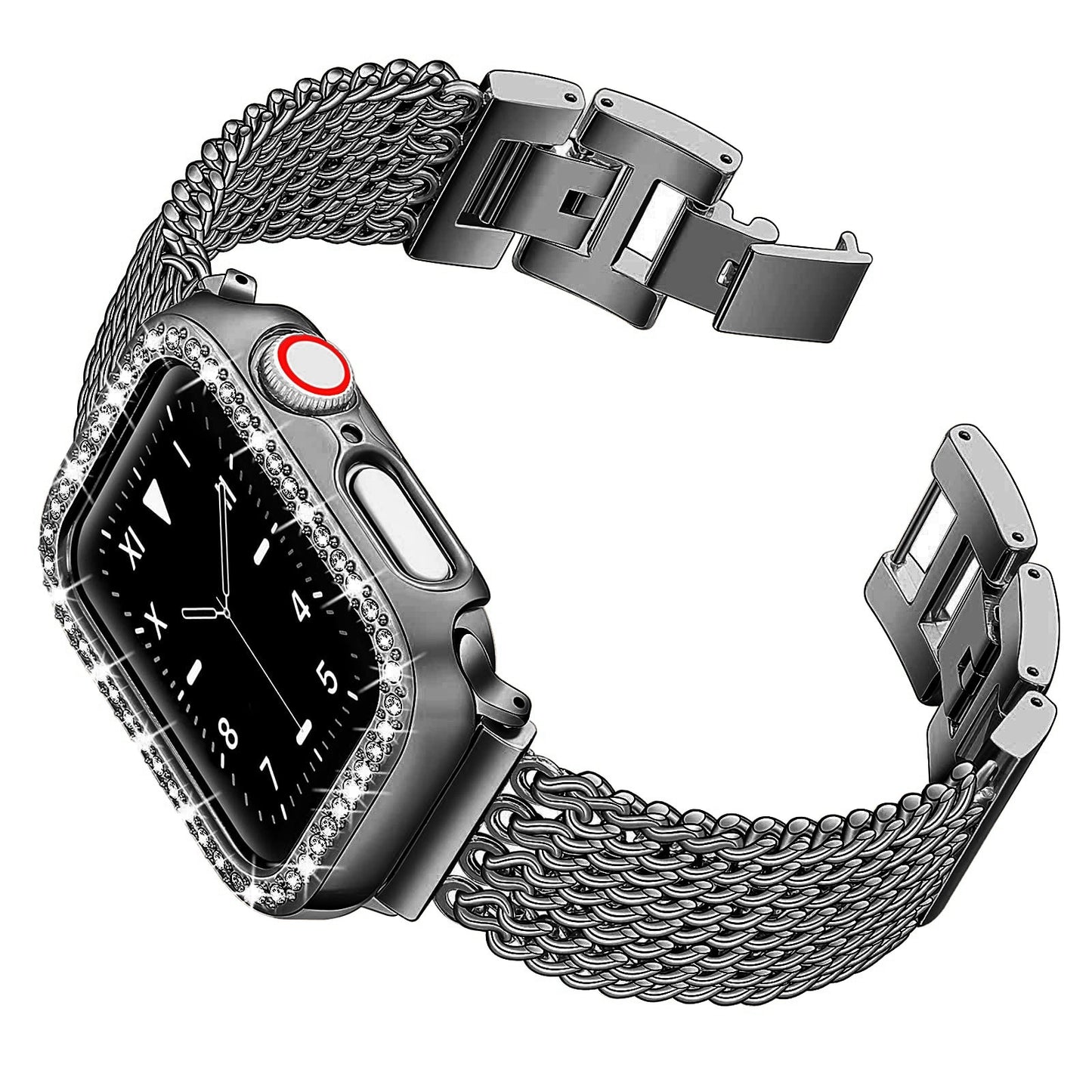 Diamond Case + Luxury Stainless Steel Strap For Apple Watch - Wristwatchstraps.co