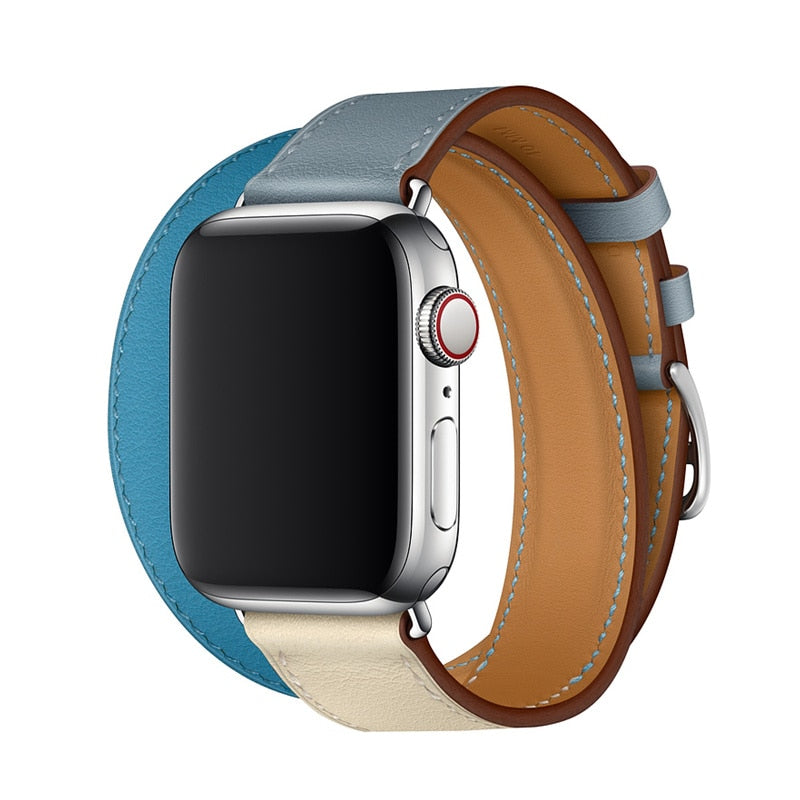 Double Tour Genuine leather Strap for Hermes, Series 1,2,3,4,5, Nike Apple Watch - Wristwatchstraps.co