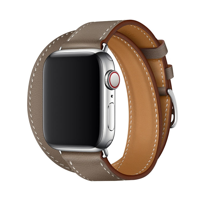 Double Tour Genuine leather Strap for Hermes, Series 1,2,3,4,5, Nike Apple Watch - Wristwatchstraps.co