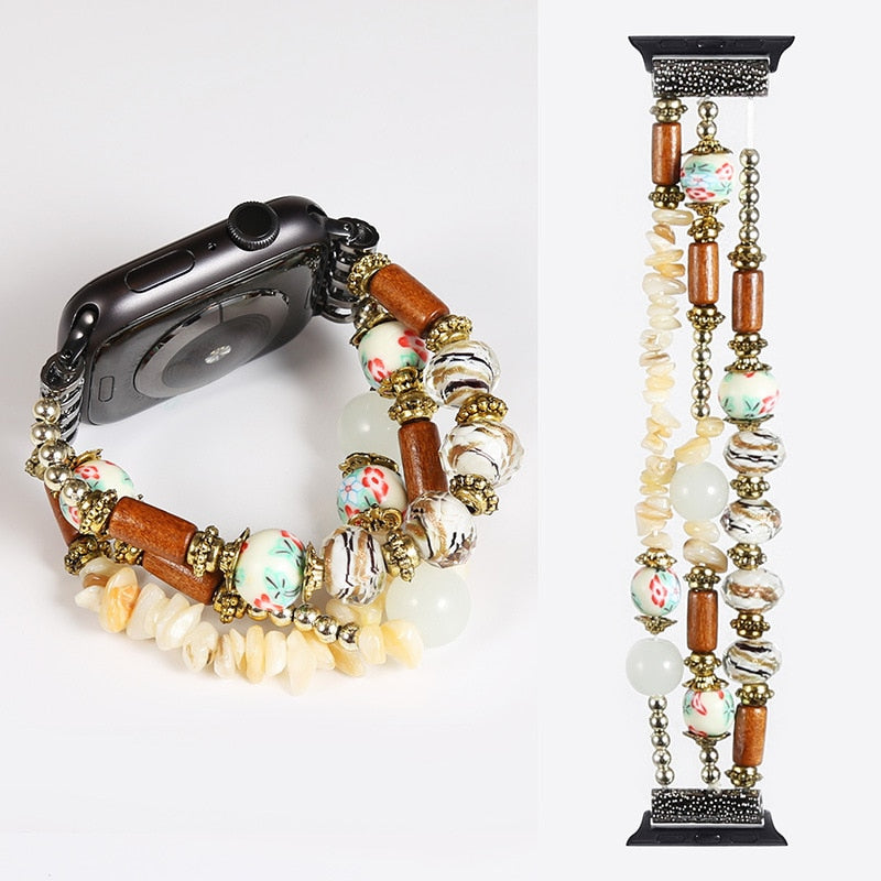 Luxury Resin Beaded Bohemian Jewelry Bracelet for Apple Watch - Wristwatchstraps.co