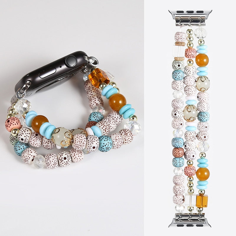 Luxury Resin Beaded Bohemian Jewelry Bracelet for Apple Watch - Wristwatchstraps.co