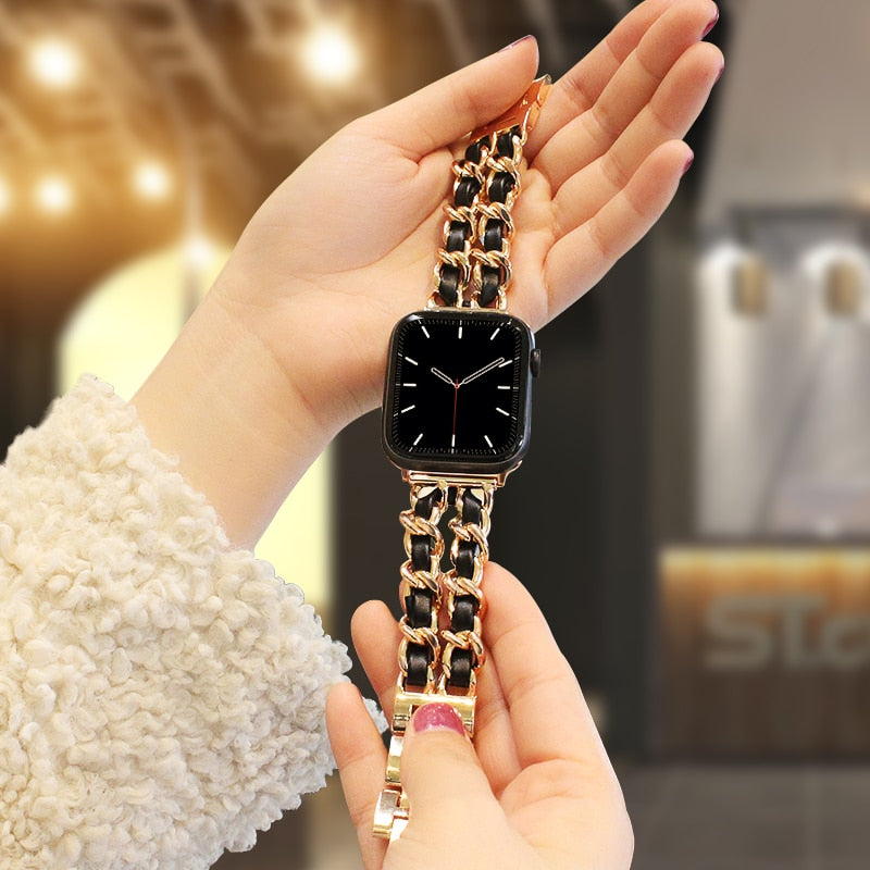 Leather jewelry strap for Apple watch women - Wristwatchstraps.co