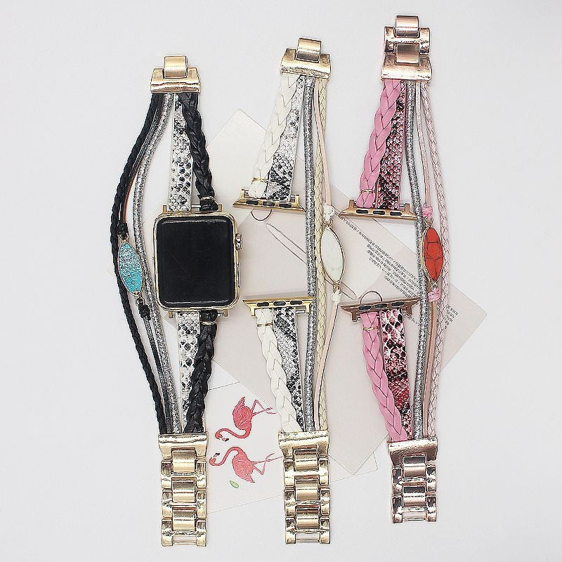 Luxury Metal Braided charm Leather bracelet for women - Wristwatchstraps.co