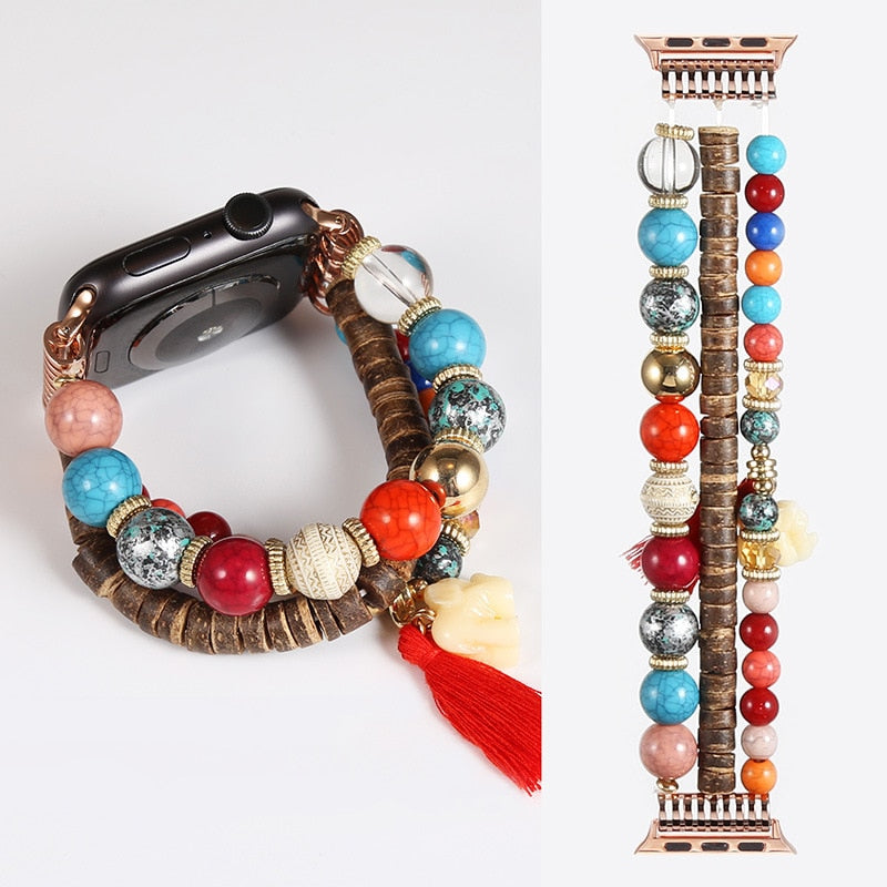 Luxury Resin Beaded Bohemian Jewelry Bracelet for Apple Watch - Wristwatchstraps.co