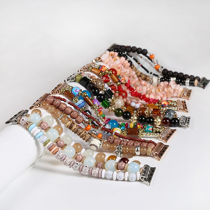 Luxury Resin Beaded Bohemian Jewelry Bracelet for Apple Watch - Wristwatchstraps.co