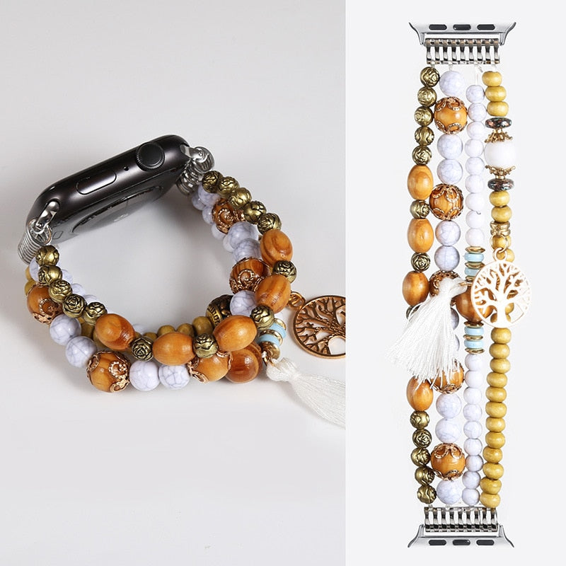 Luxury Resin Beaded Bohemian Jewelry Bracelet for Apple Watch - Wristwatchstraps.co