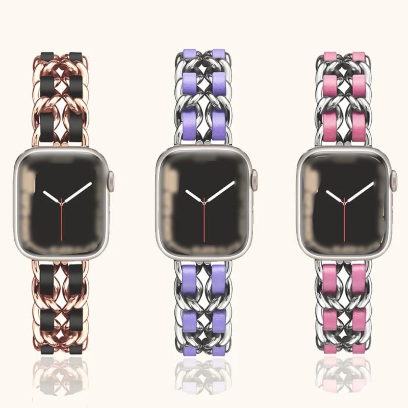 Leather jewelry strap for Apple watch women - Wristwatchstraps.co