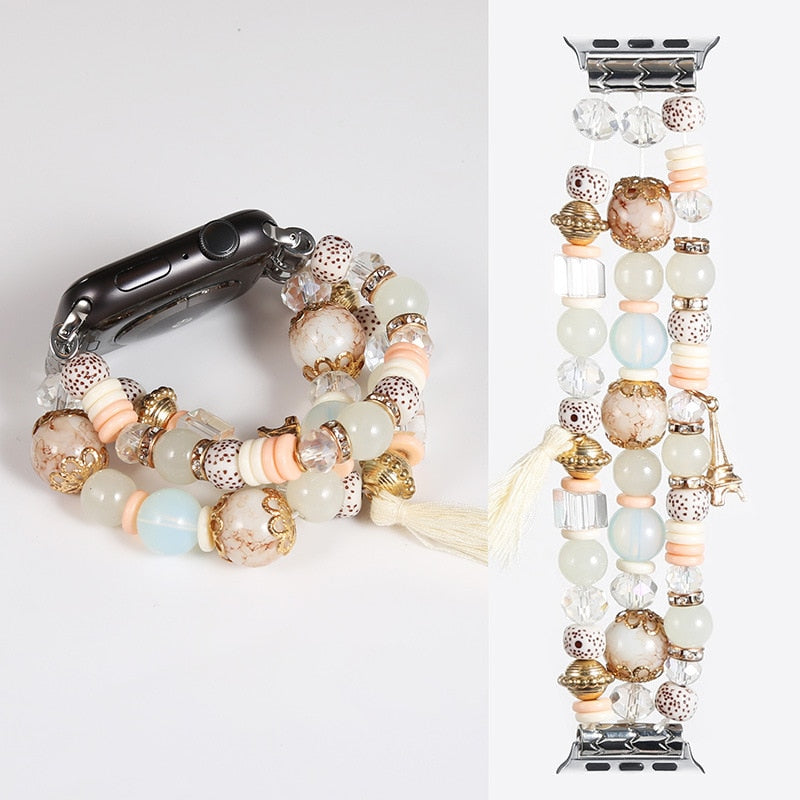 Luxury Resin Beaded Bohemian Jewelry Bracelet for Apple Watch - Wristwatchstraps.co