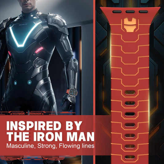 Iron Man Inspired Silicone Watch Strap for Apple Watch: Superhero Style with Ultimate Comfort