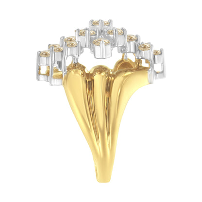 10K Yellow Gold Plated .925 Sterling Silver Diamond Cocktail Ring (1 1/2 Cttw, J-K Color, I1-I2 Clarity) - Size 7 Bids.com