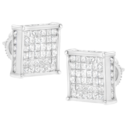 10K White Gold 2ct TDW Princess-Cut Composite Diamond Stud Earring (I-J ,I2-I3) Bids.com
