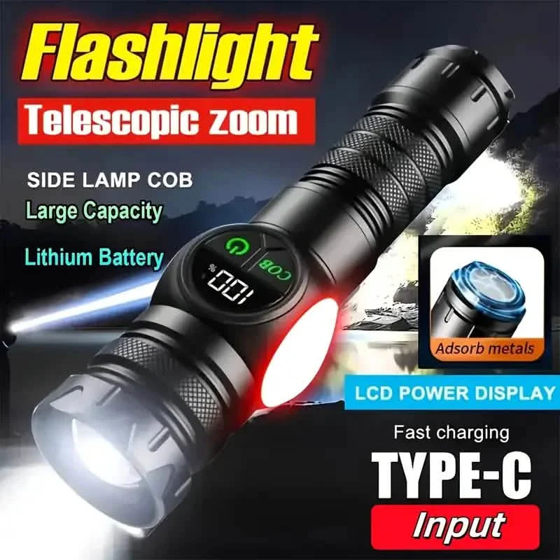 Rechargeable LED Flashlight with 5 Modes & Magnetic Base – Gift Box DailySale