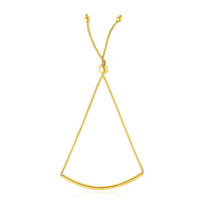 14k Yellow Gold Smooth Curved Bar Lariat Design Bracelet Bids.com