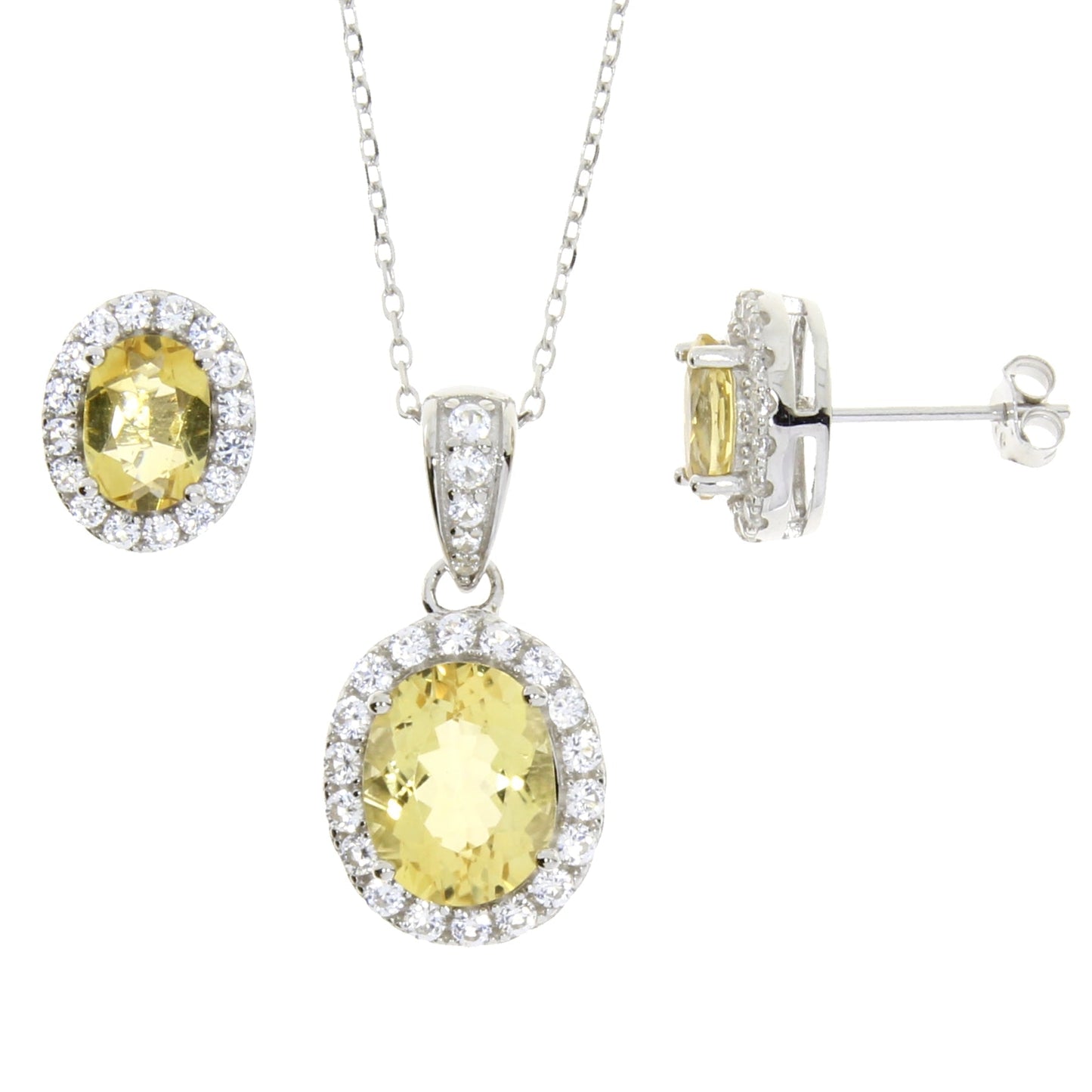 Citrine Created Sapphire Jewelry sets Sterling Silver Bids.com