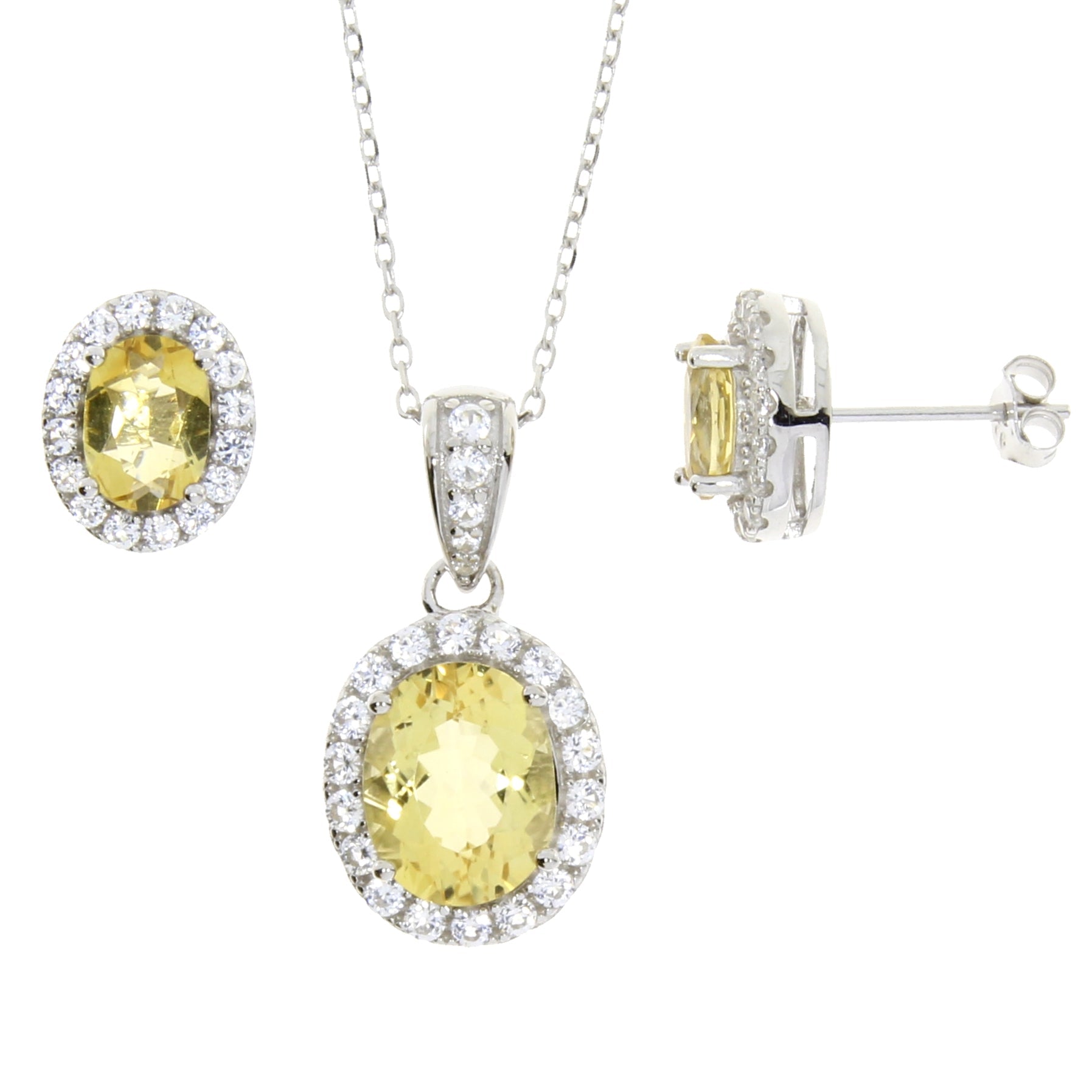 Citrine Created Sapphire Jewelry sets Sterling Silver Bids.com