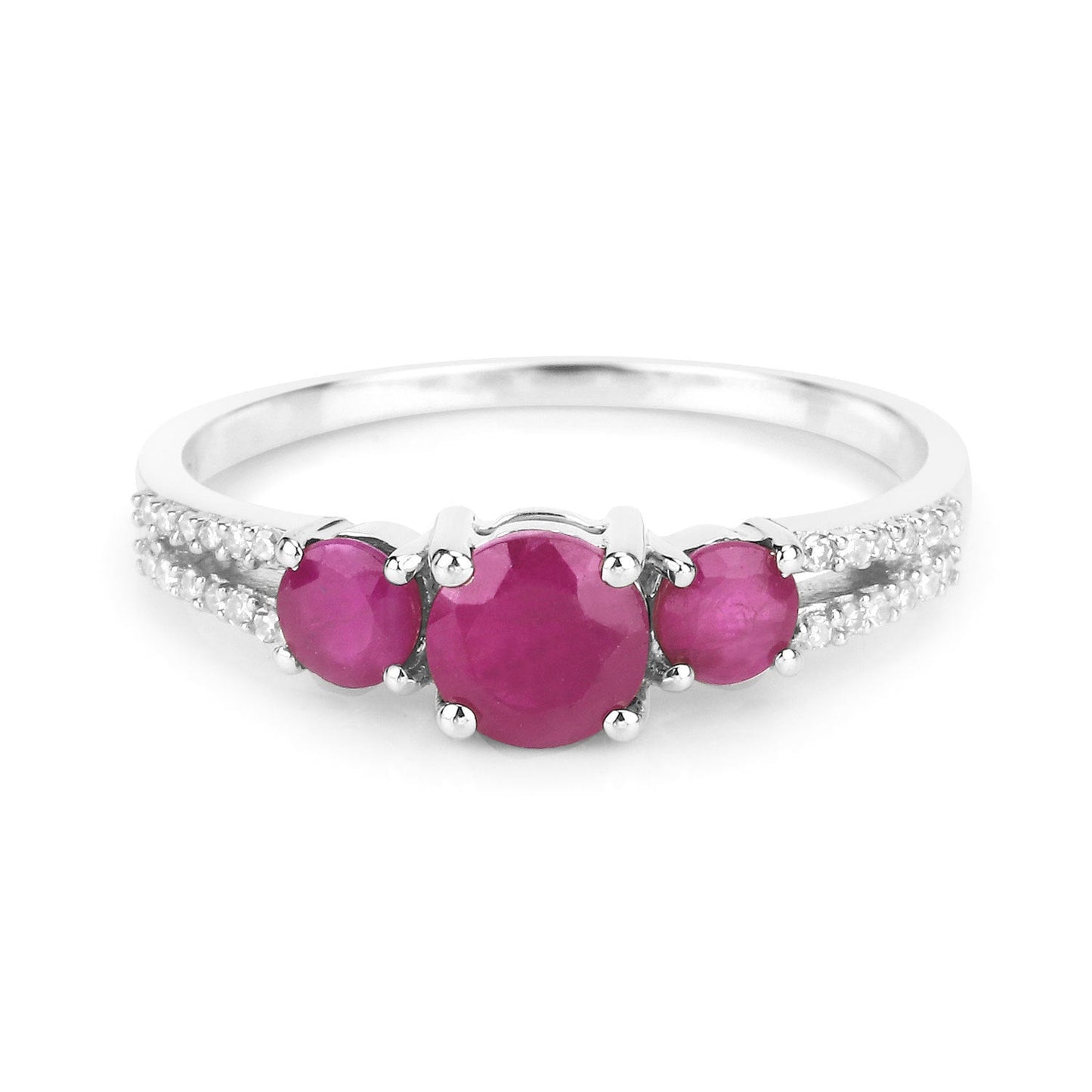 1.02 Carat Genuine Ruby and White Diamond 14K White Gold Ring Bids.com