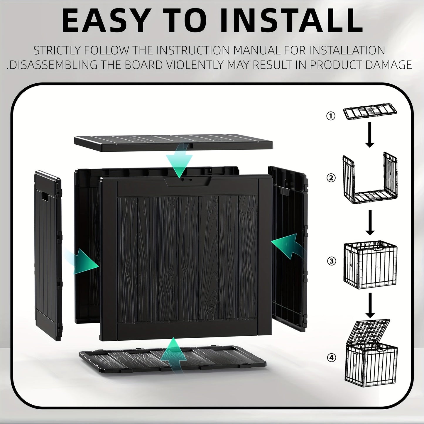 35 Gallon Outdoor Resin Storage Box – Black/Wood Grain DailySale