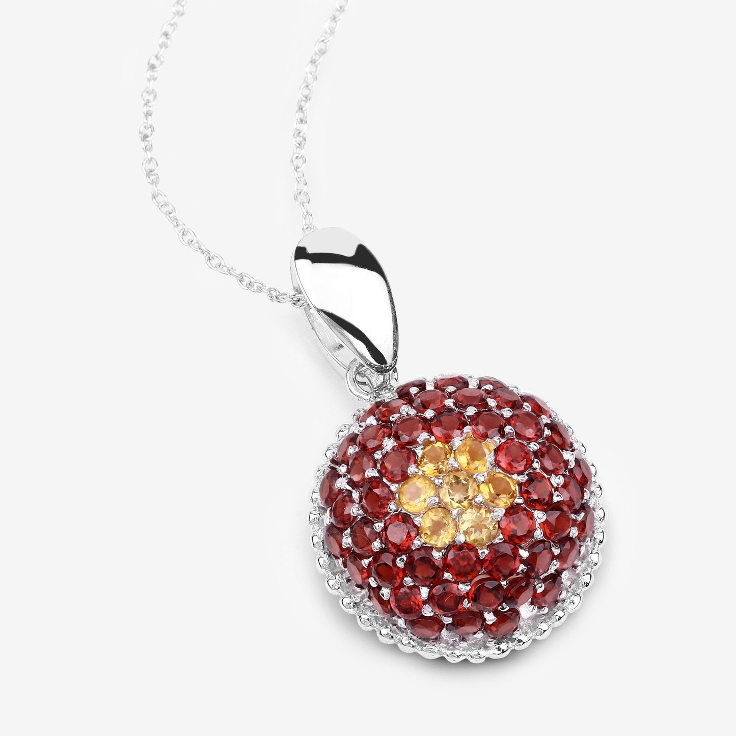 4.57 Carat Genuine Citrine and Garnet .925 Sterling Silver Pendant Bids.com