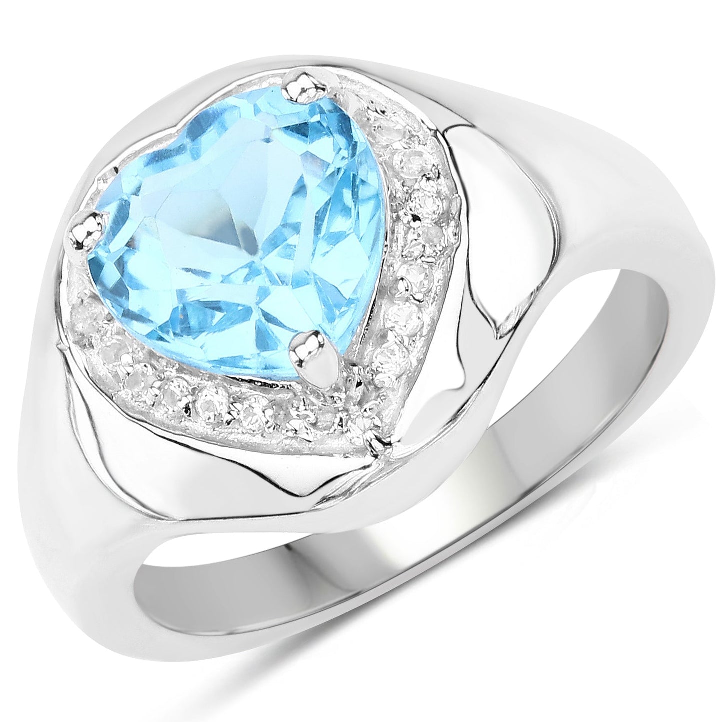 2.23 Carat Genuine Swiss Blue Topaz and White Topaz .925 Sterling Silver Ring Bids.com