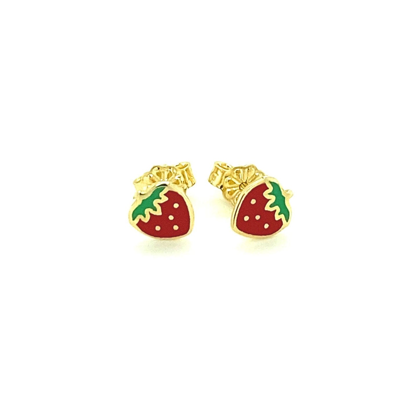 14k Yellow Gold Enameled Strawberry Childrens Earrings Bids.com
