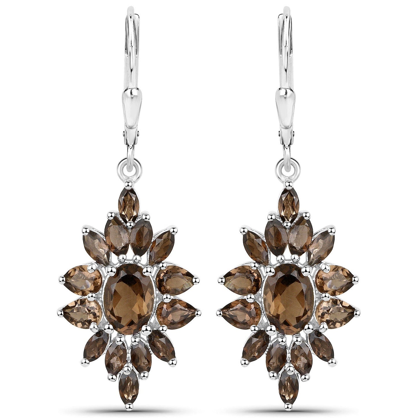16.36 Carat Genuine Smoky Quartz .925 Sterling Silver 3 Piece Jewelry Set (Ring, Earrings, and Pendant w/ Chain) Bids.com