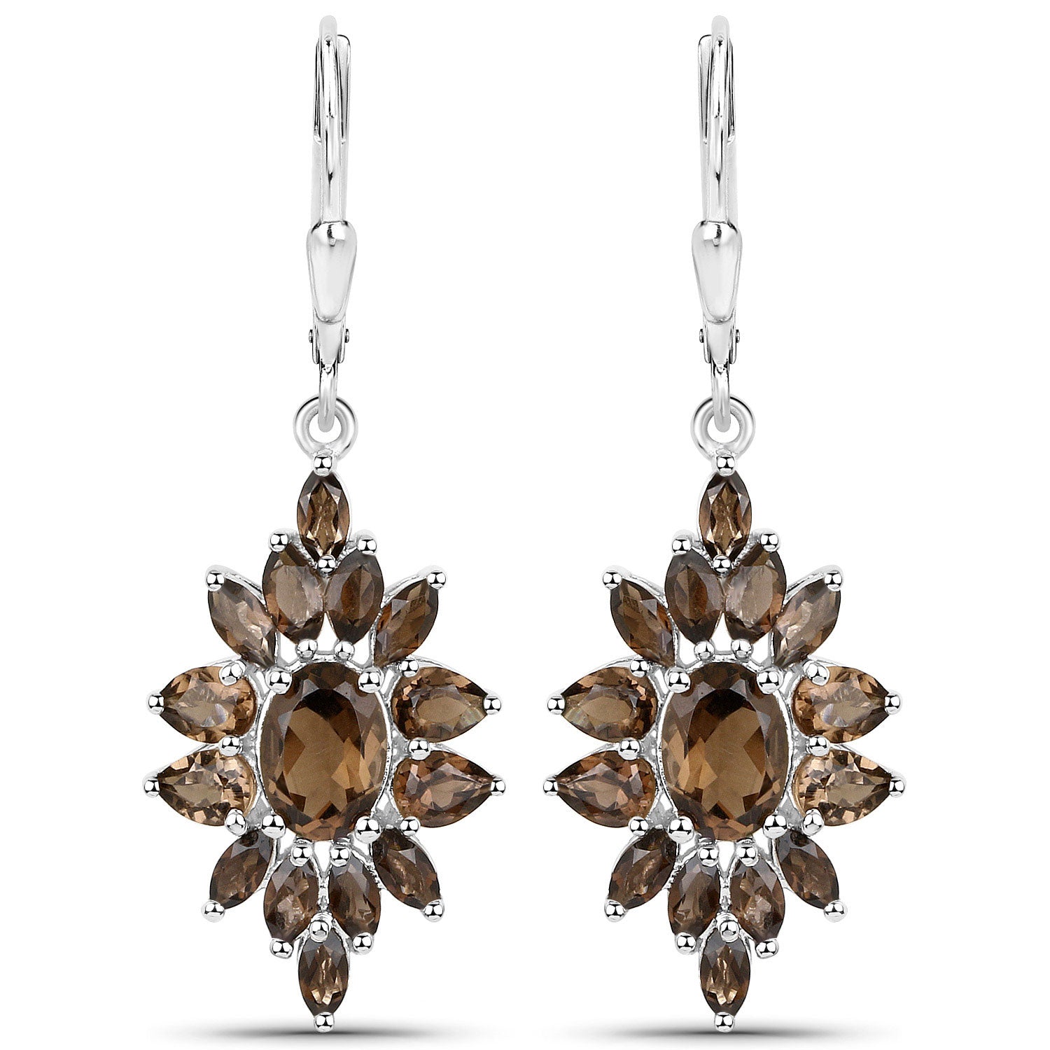 16.36 Carat Genuine Smoky Quartz .925 Sterling Silver 3 Piece Jewelry Set (Ring, Earrings, and Pendant w/ Chain) Bids.com