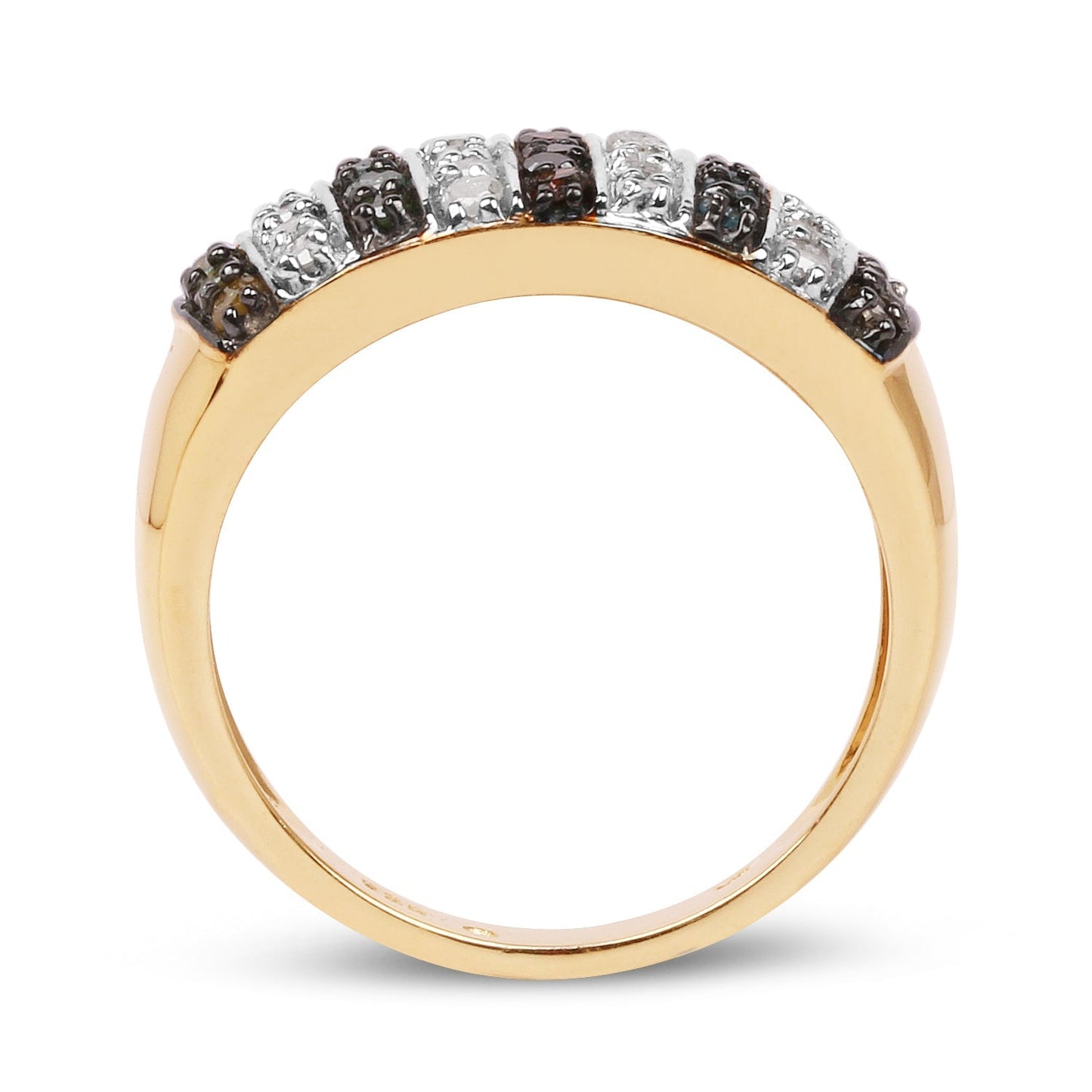 14K Yellow Gold Plated 0.84 Carat Genuine Multi Diamond .925 Sterling Silver Ring Bids.com