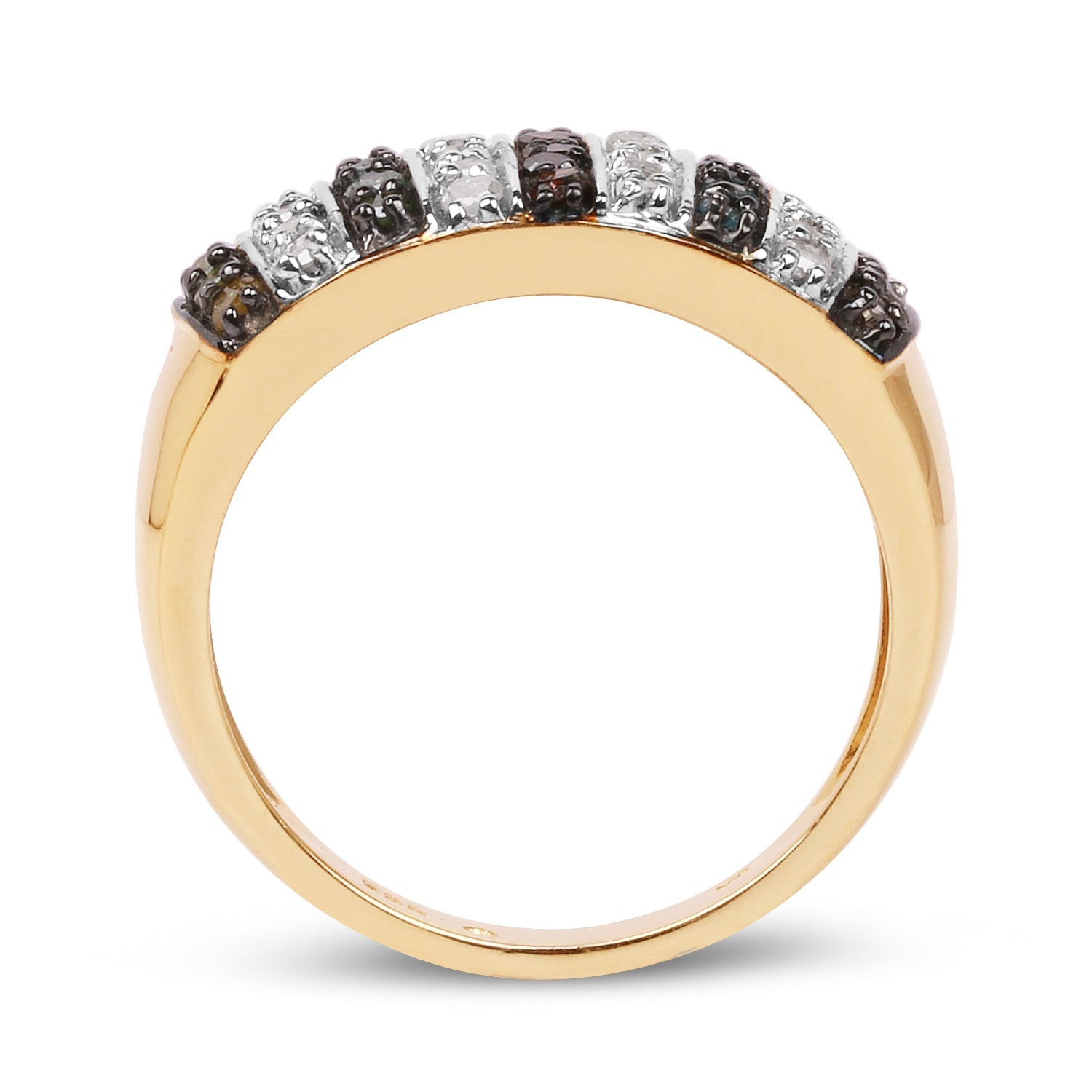 14K Yellow Gold Plated 0.84 Carat Genuine Multi Diamond .925 Sterling Silver Ring Bids.com
