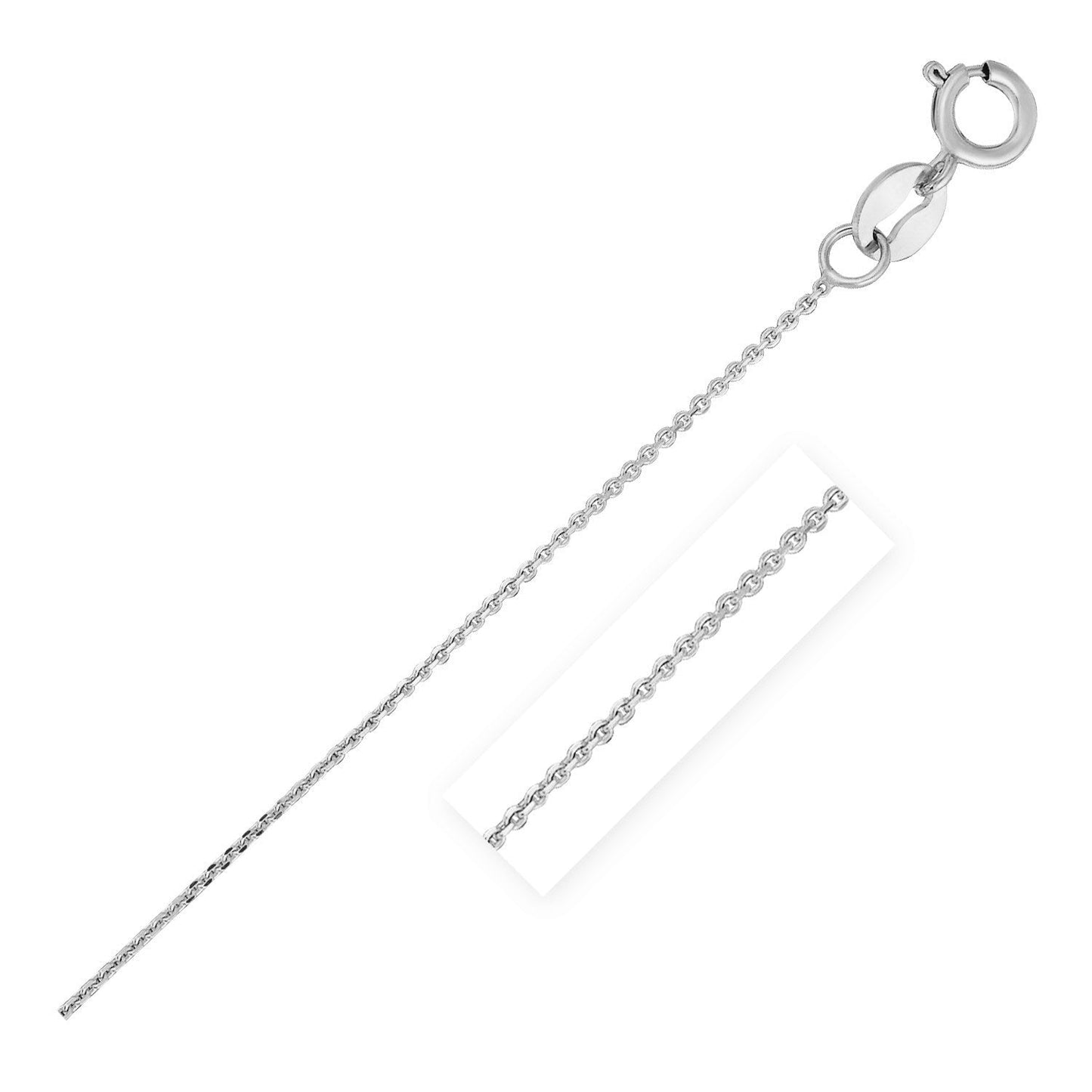 14k White Gold Diamond Cut Cable Link Chain 0.7mm Bids.com