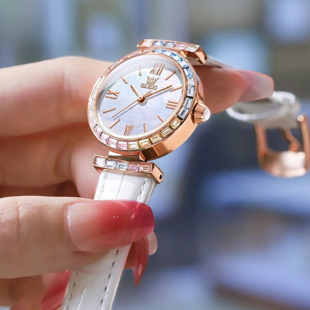 Women's Rose Gold Quartz Watch Petite Leather Strap Dial BandsCo Straps