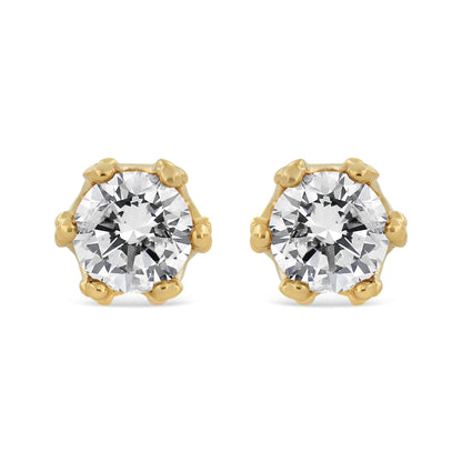 14K Yellow Gold 2.0 Cttw Round Diamond Crown Stud Earrings (I-J Color, I1-I2 Clarity) Bids.com