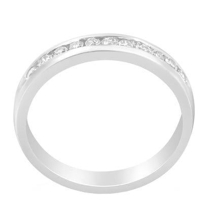 18K White Gold 1/4 Cttw Channel Set Brilliant Round-Cut Diamond Classic 11 Stone Wedding Band Ring (E-F Color, I1-I2 Clarity) - Size 5 Bids.com