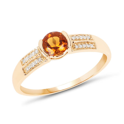 0.51 Carat Genuine Citrine and White Diamond 14K Yellow Gold Ring Bids.com