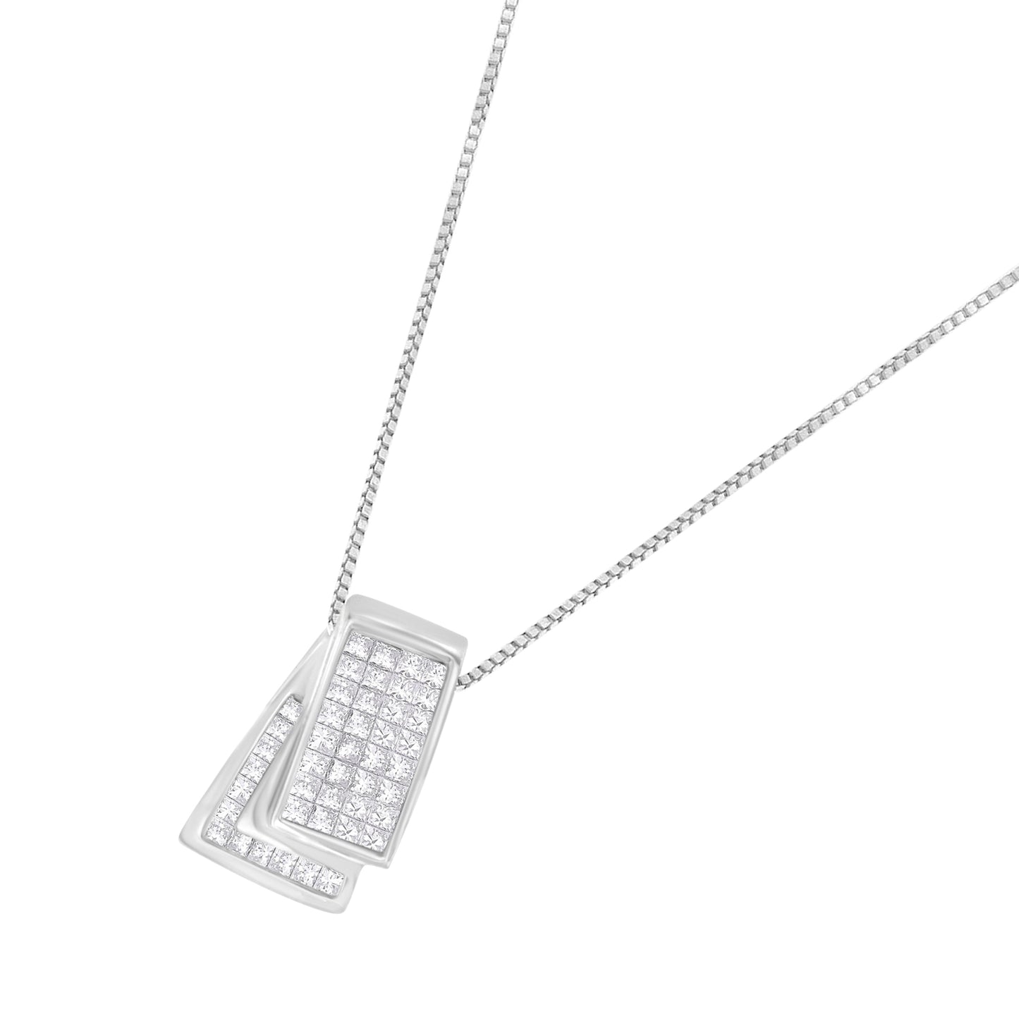 14KT White Gold Diamond Box Pendant Necklace (1 cttw, H-I Color, SI2-I1 Clarity) Bids.com