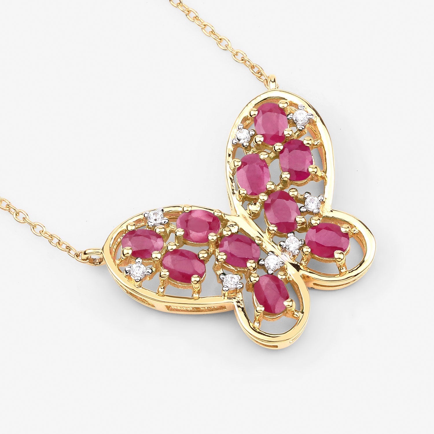 2.36 Carat Genuine Ruby and White Zircon .925 Sterling Silver Necklace Bids.com
