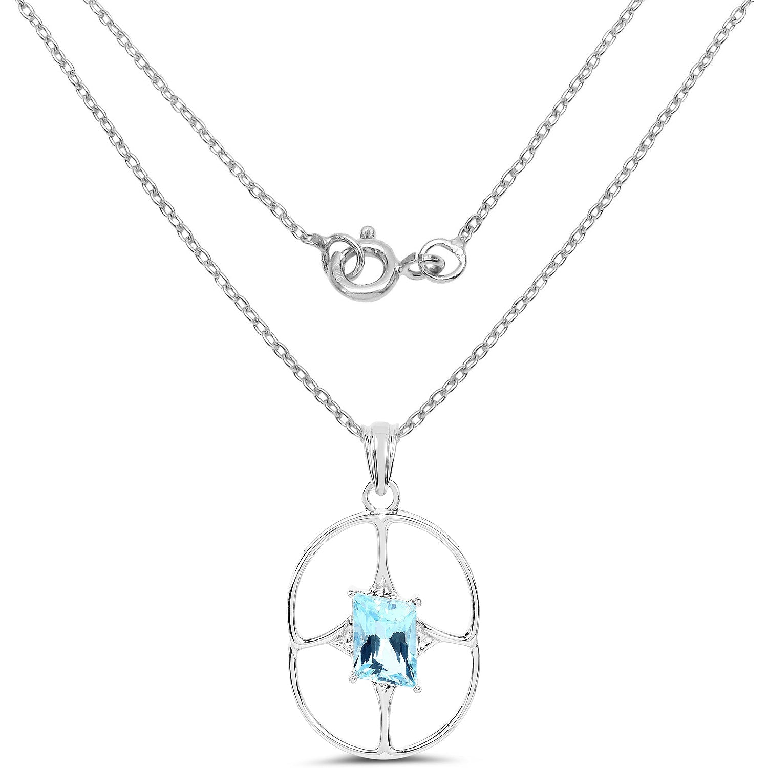 5.26 Carat Genuine Swiss Blue Topaz .925 Sterling Silver Pendant Bids.com