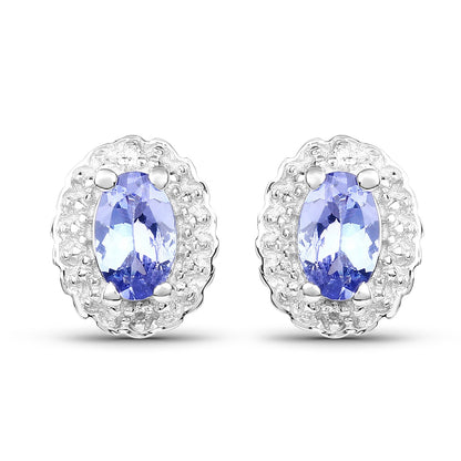 2.46 Carat Genuine Tanzanite and White Topaz .925 Sterling Silver 3 Piece Jewelry Set (Ring, Earrings, and Pendant w/ Chain) Bids.com