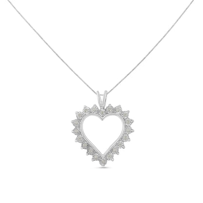 .925 Sterling Silver 1/4 Cttw Miracle Set Diamond Open Heart 18" Pendant Necklace (I-J Color, I3 Clarity) Bids.com