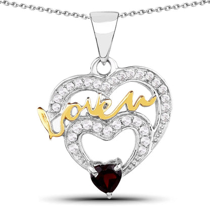 0.51 Carat Genuine Garnet and White Topaz .925 Sterling Silver Pendant Bids.com