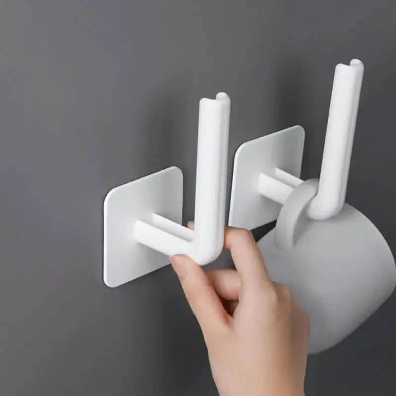 4-Pack: Adhesive Toilet Paper Holder, Wall Mount, White & Black DailySale