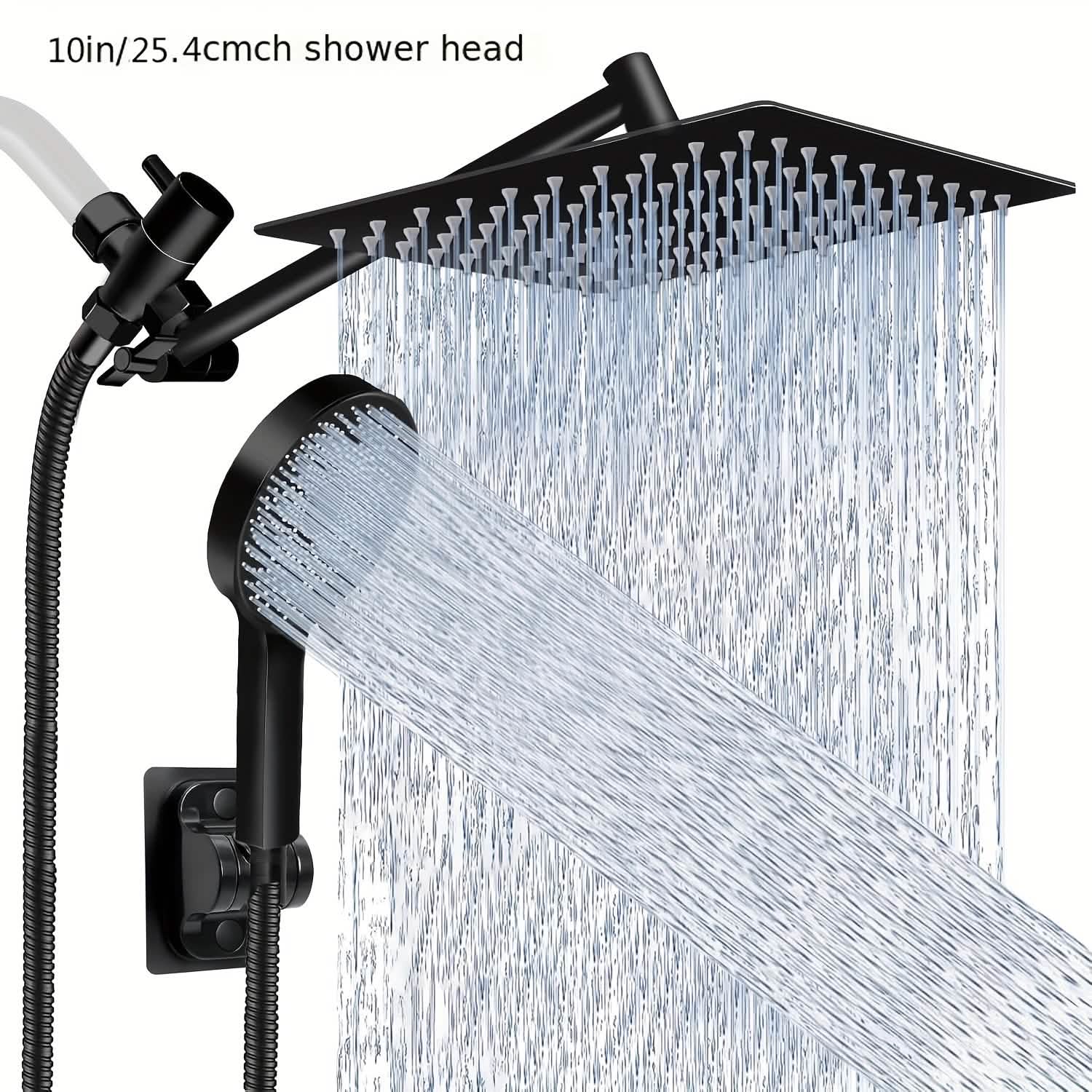 High Pressure Rainfall & Handheld Shower Head – Adjustable, Chrome/Black DailySale