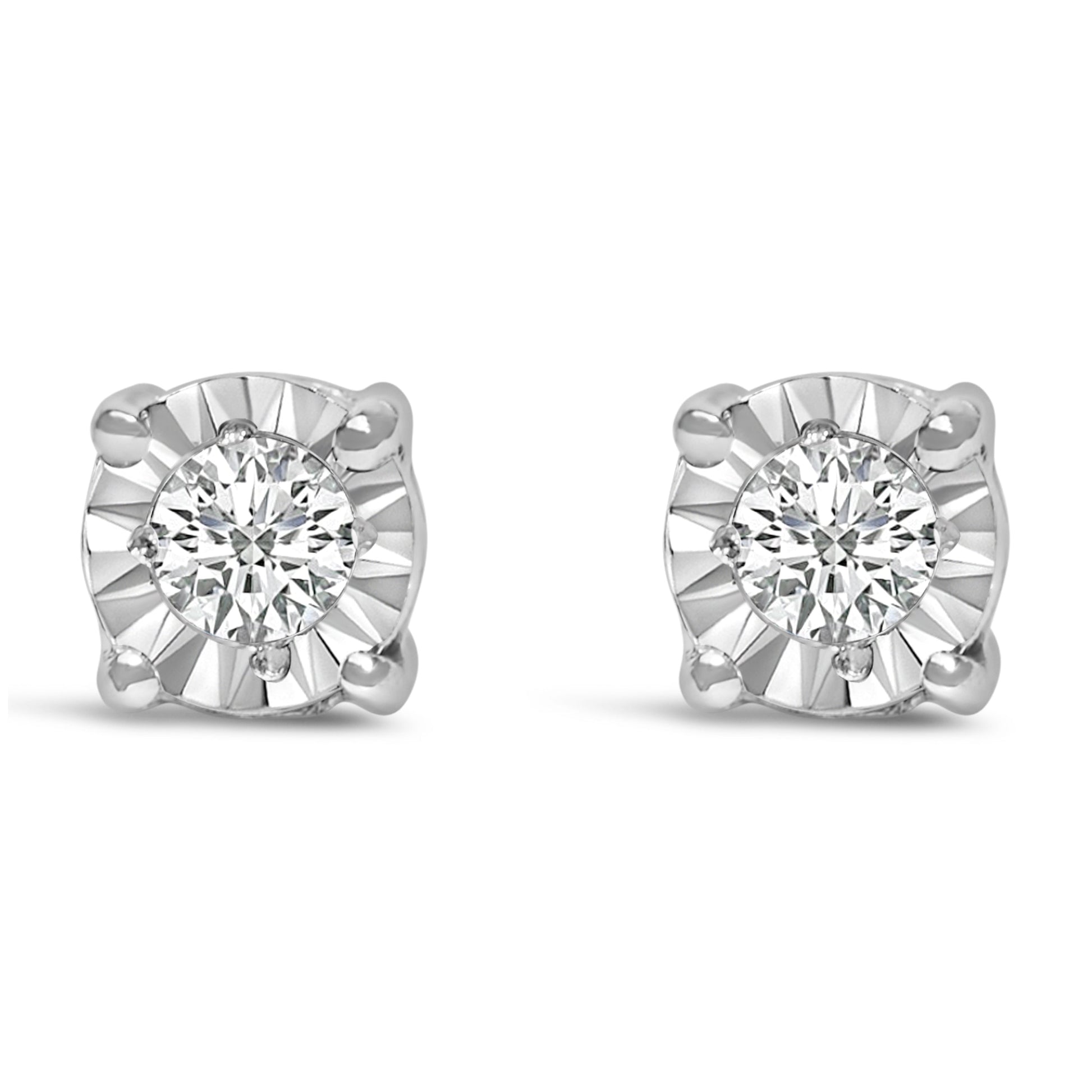 .925 Sterling Silver 1/10 Cttw Round Brilliant-Cut Lab Grown Diamond Miracle-Set Stud Earrings (F-G Color, VS1-VS2 Clarity) Bids.com