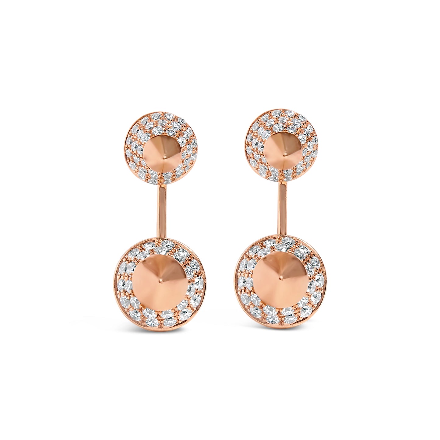 14K Rose Gold 1.00 Cttw Diamond Double Cone Jacket Stud Earring (G-H Color, SI1-SI2 Clarity) Bids.com