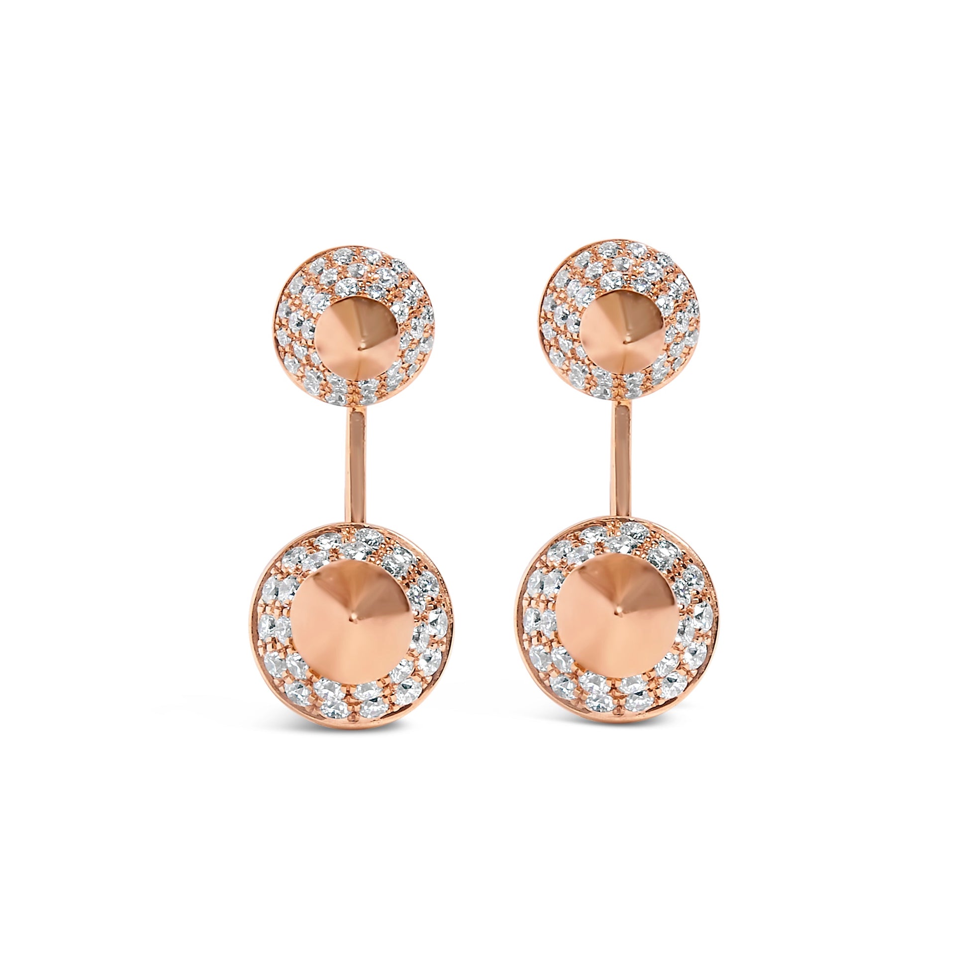 14K Rose Gold 1.00 Cttw Diamond Double Cone Jacket Stud Earring (G-H Color, SI1-SI2 Clarity) Bids.com