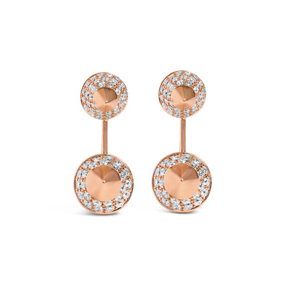 14K Rose Gold 1.00 Cttw Diamond Double Cone Jacket Stud Earring (G-H Color, SI1-SI2 Clarity) Bids.com