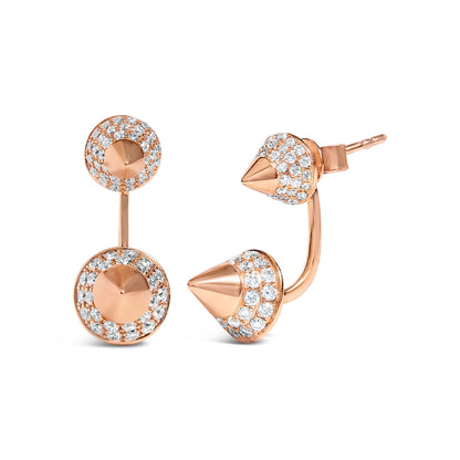 14K Rose Gold 1.00 Cttw Diamond Double Cone Jacket Stud Earring (G-H Color, SI1-SI2 Clarity) Bids.com