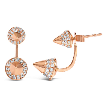 14K Rose Gold 1.00 Cttw Diamond Double Cone Jacket Stud Earring (G-H Color, SI1-SI2 Clarity) Bids.com