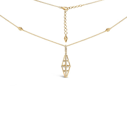 14K Yellow Gold 1.0 Cttw Diamond Studded Geometric Double Pyramid 18" Pendant Necklace (G-H Color, SI1-SI2 Clarity) Bids.com