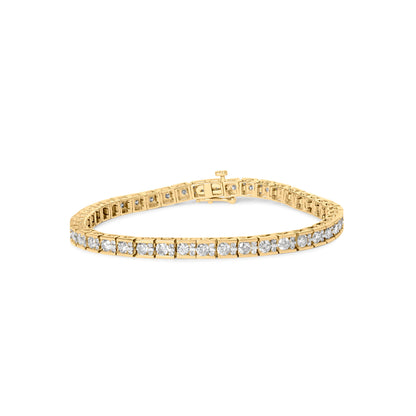 10K Yellow Gold 4.00 Cttw Channel Set Round Diamond Tennis 7" Bracelet (J-K Color, I1-I2 Clarity) Bids.com